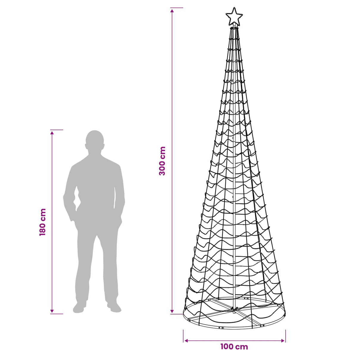LED Spiral Christmas Tree with Base EKENAS 300 cm 475 LEDs