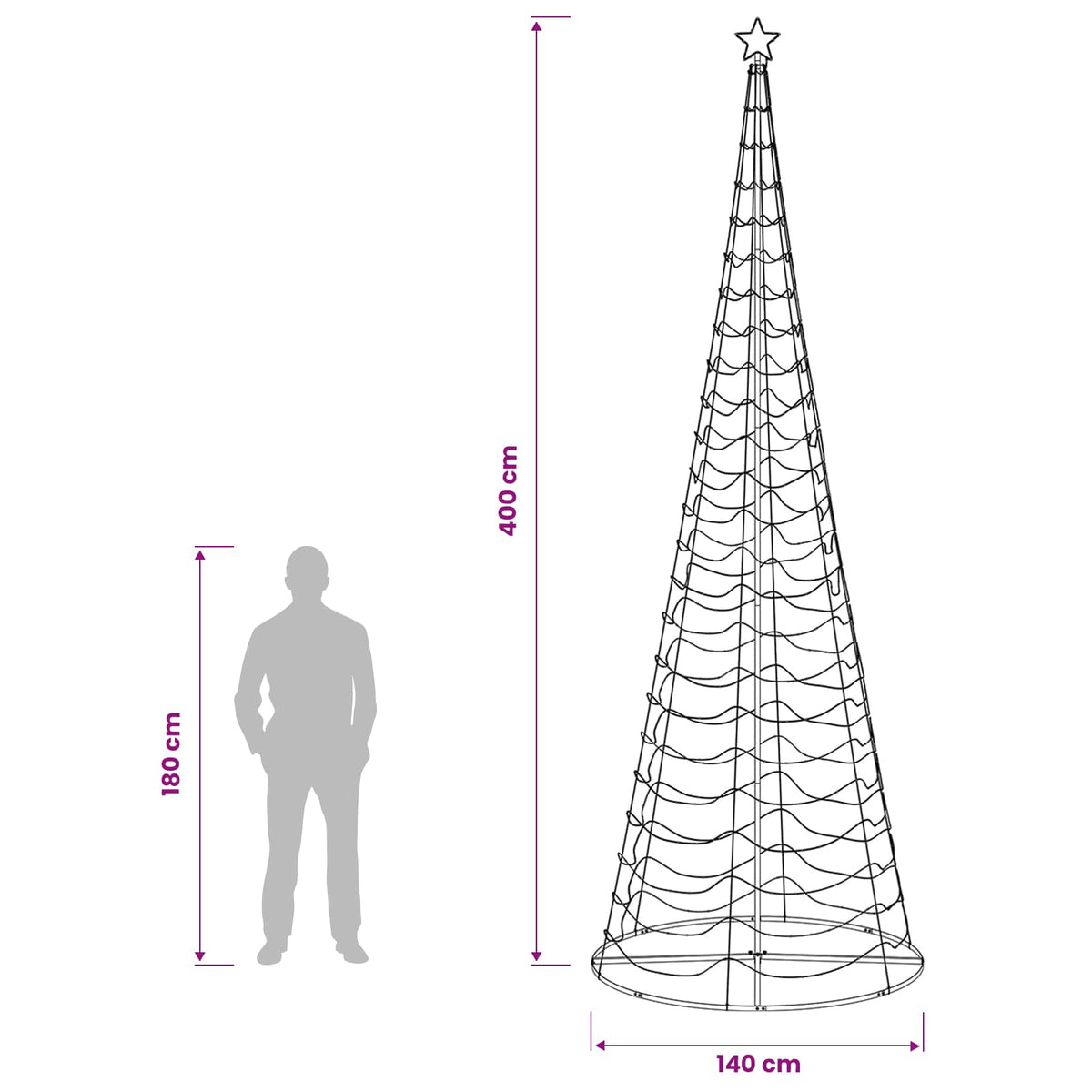 LED Spiral Christmas Tree with Base EKENAS 400 cm 588 LEDs