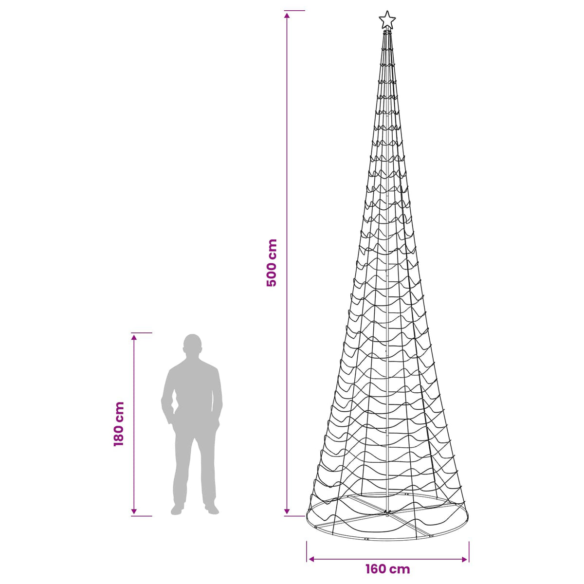 LED Spiral Christmas Tree with Base EKENAS 500 cm 868 LEDs