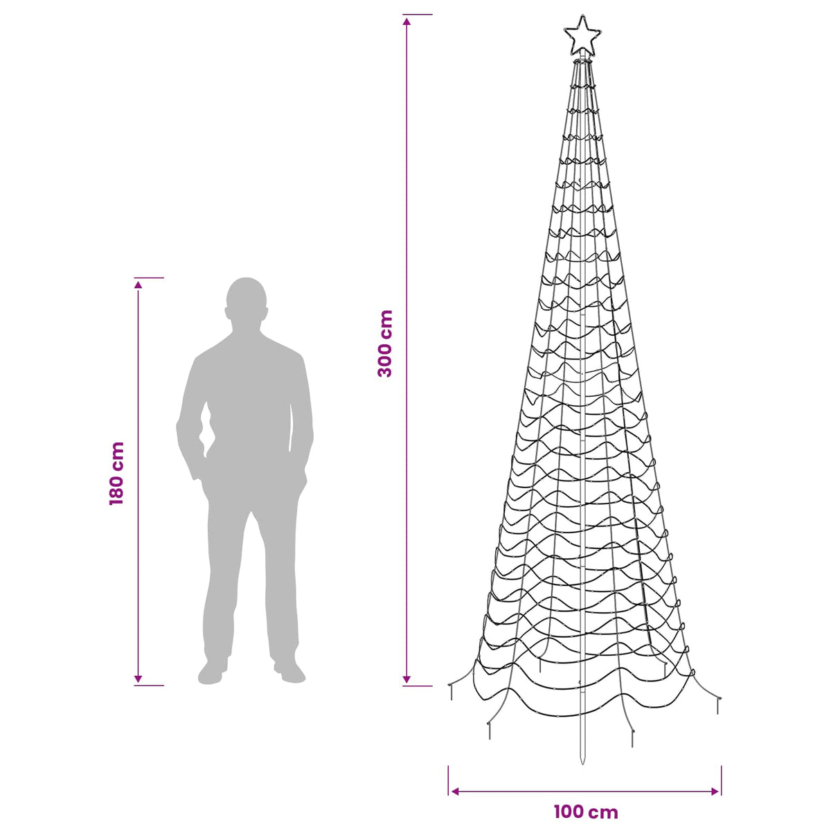 LED Spiral Christmas Tree with Spike EKENAS 300 cm 475 LEDs