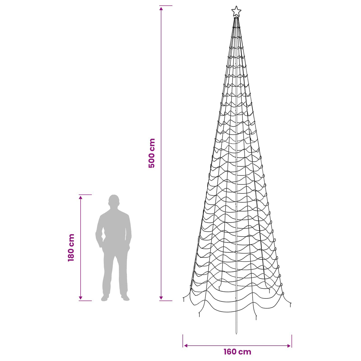 LED Spiral Christmas Tree with Spike EKENAS 500 cm 868 LEDs