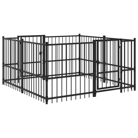 Outdoor Dog Playpen Black 192 x 192 x 100 cm Steel Outdoor Dog Playpen Black 192 x 192 x 100 cm Steel