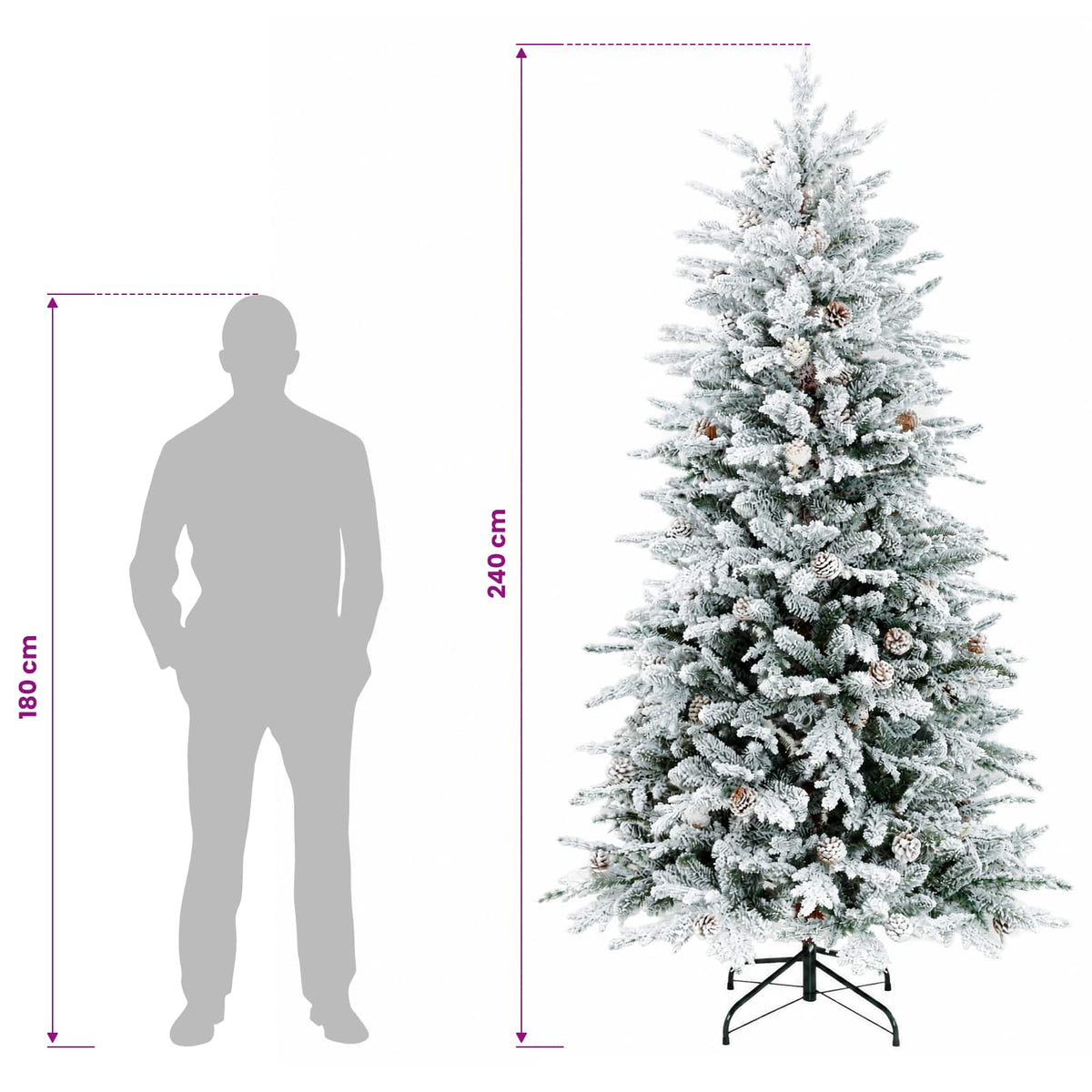 Artificial Hinged Christmas Tree 240 cm steel Green and White