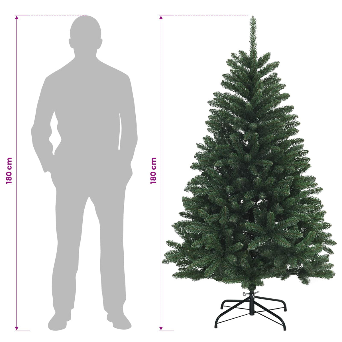 Artificial Hinged Christmas Tree 180 cm PVC Medium Green