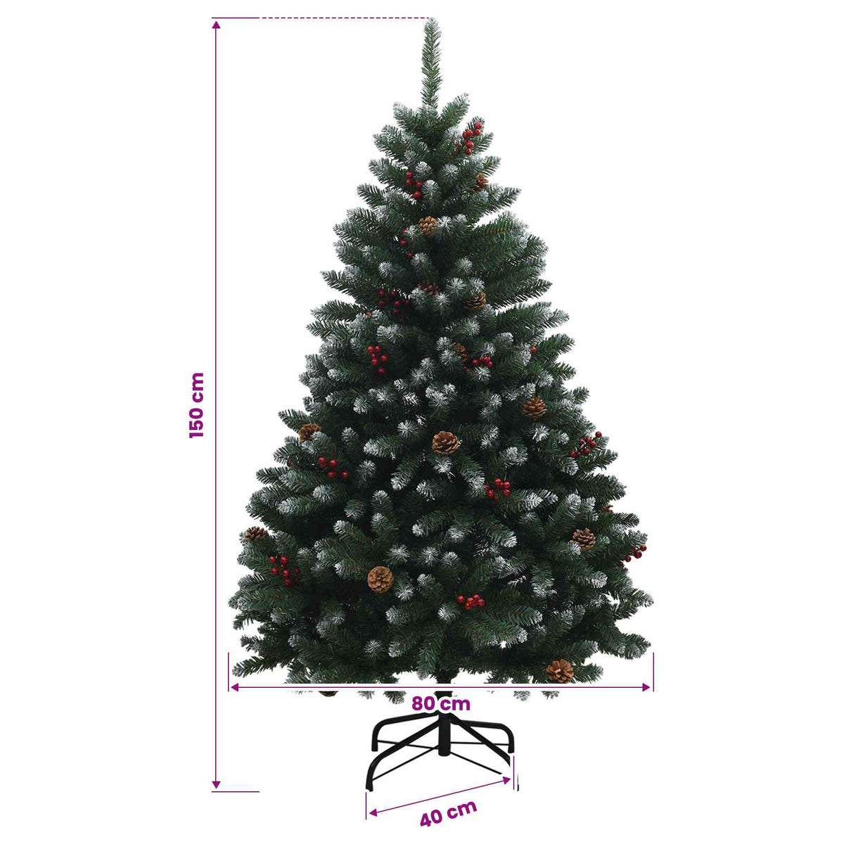 Artificial Hinged Christmas Tree 150 cm PVC Green and White