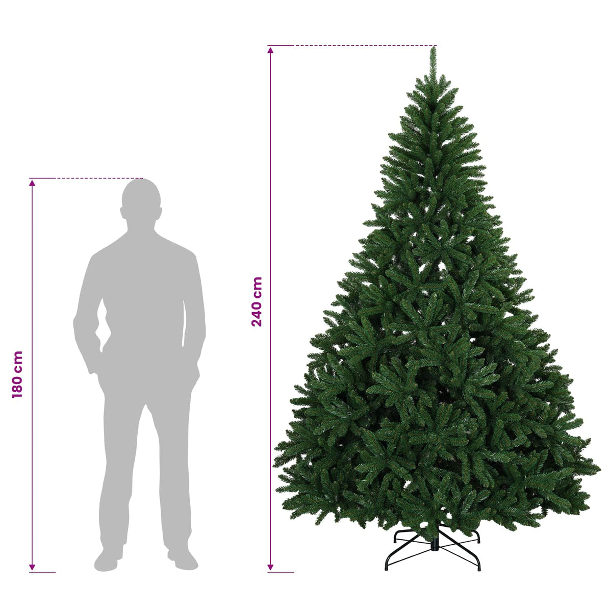 Artificial Hinged Christmas Tree 240 cm PVC Medium Green