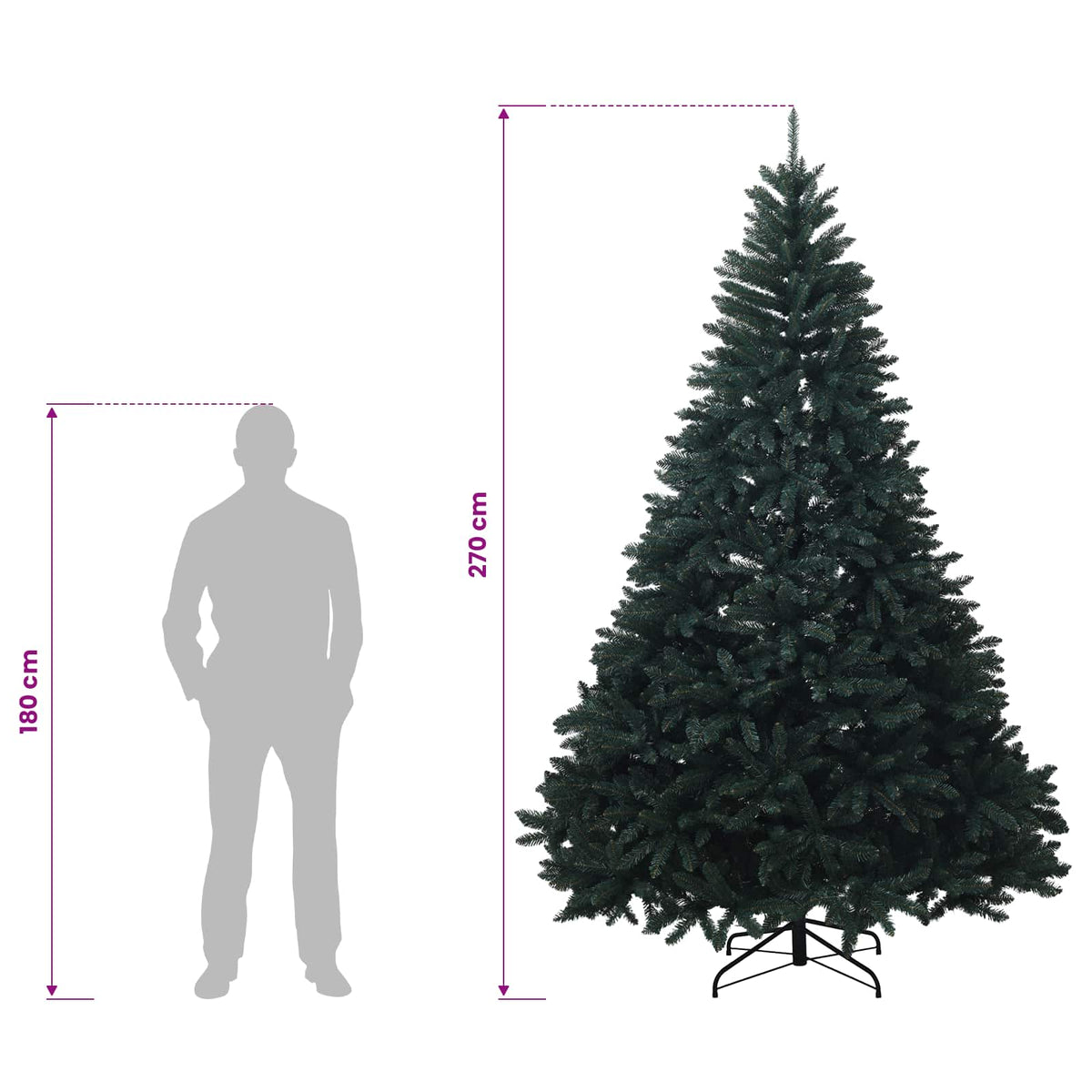 Artificial Hinged Christmas Tree 270 cm PVC Dark Green