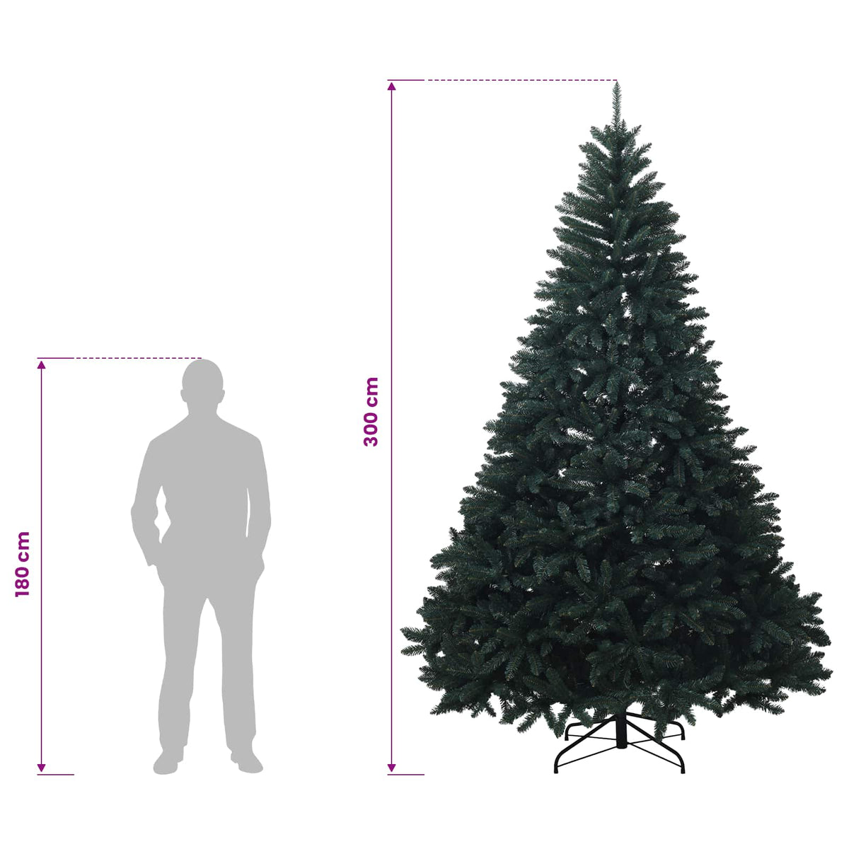 Artificial Hinged Christmas Tree 300 cm PVC Dark Green