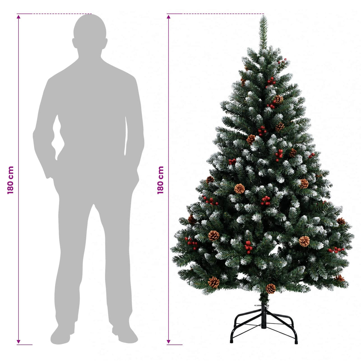 Artificial Hinged Christmas Tree 180 cm PVC