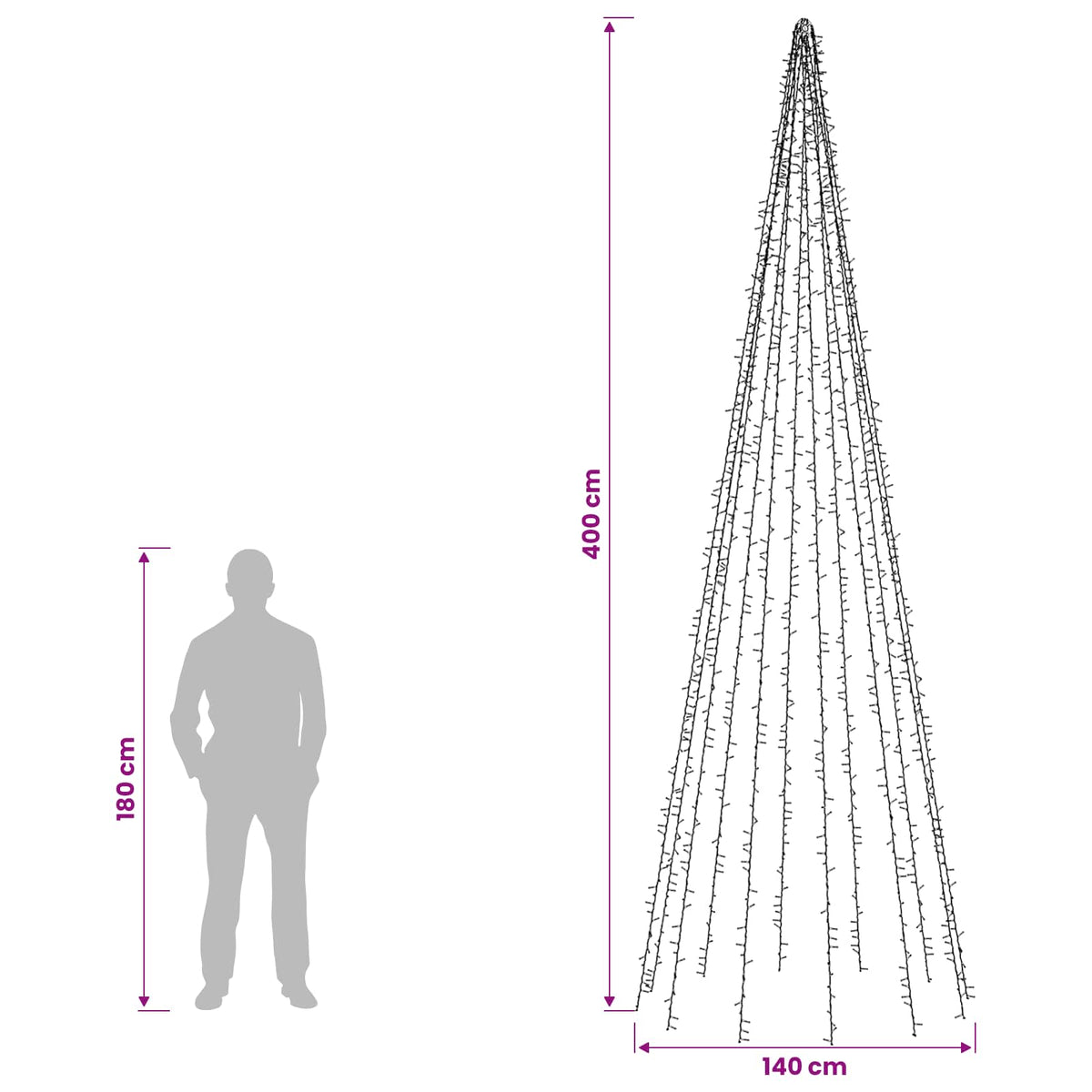 Christmas Tree Lights with 12 LEDs 1608 LEDs Warm White