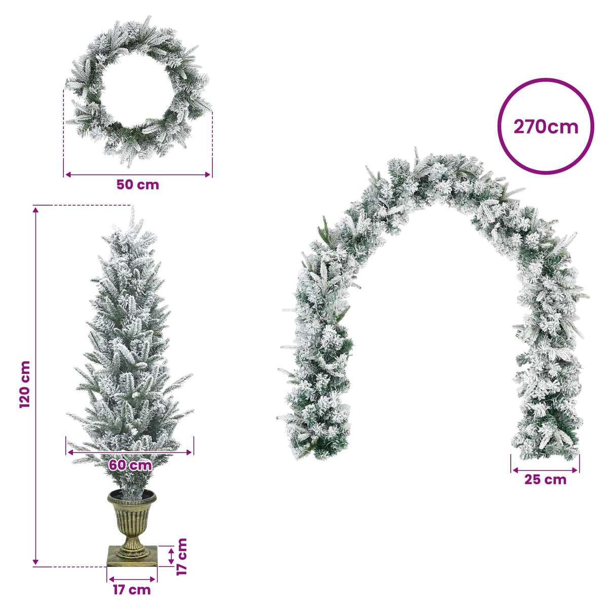 Mini Christmas Tree 120 cm PVC and PE Green and White