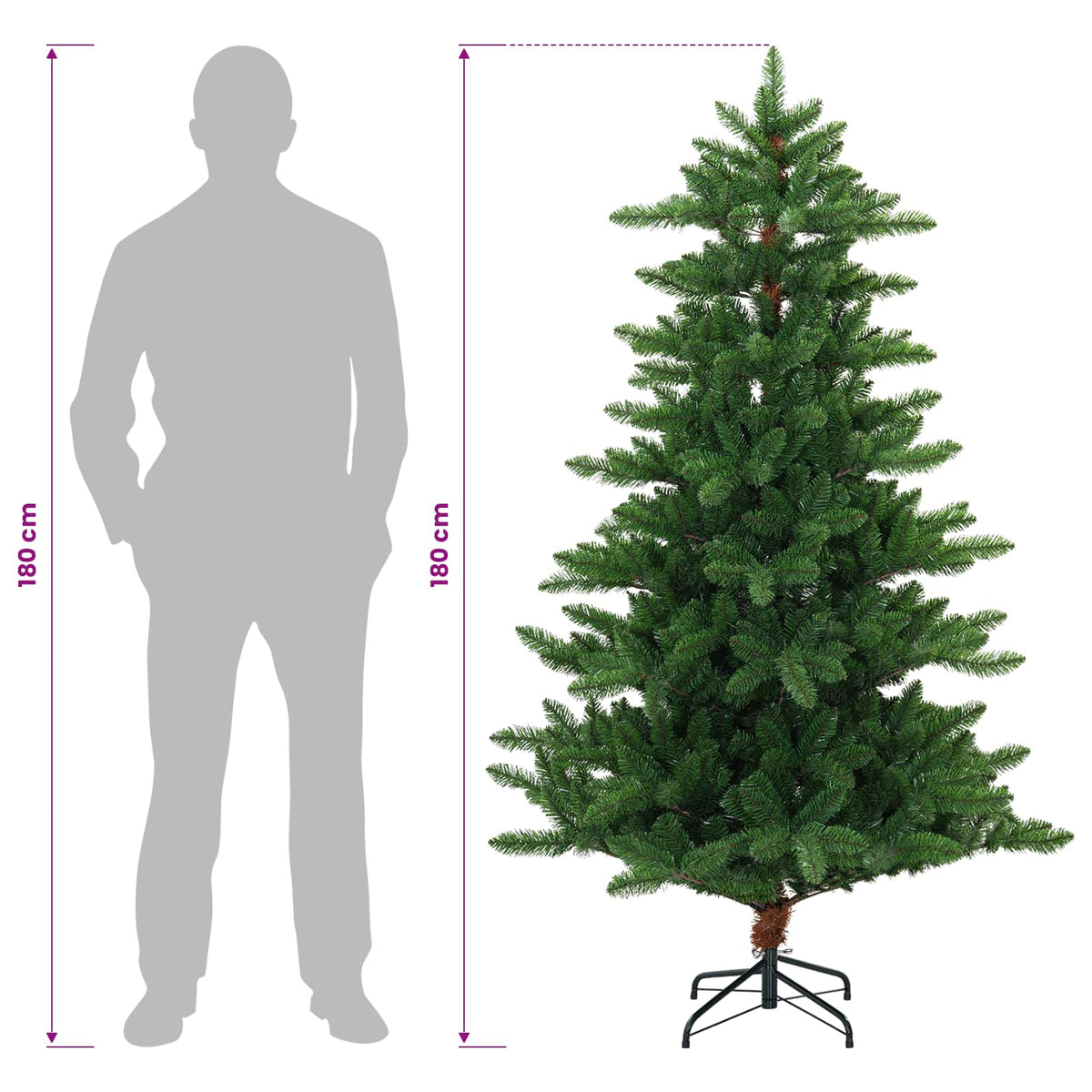 Artificial Christmas Tree 180 cm PVC and Metal Green