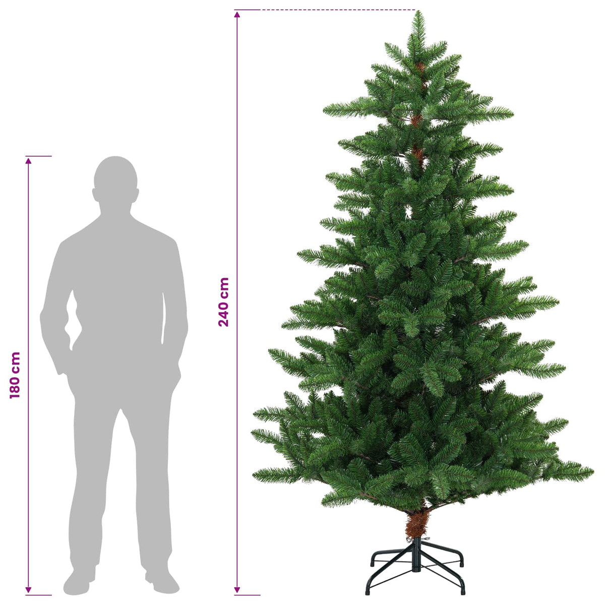 Artificial Christmas Tree 240 cm PVC and Metal Green
