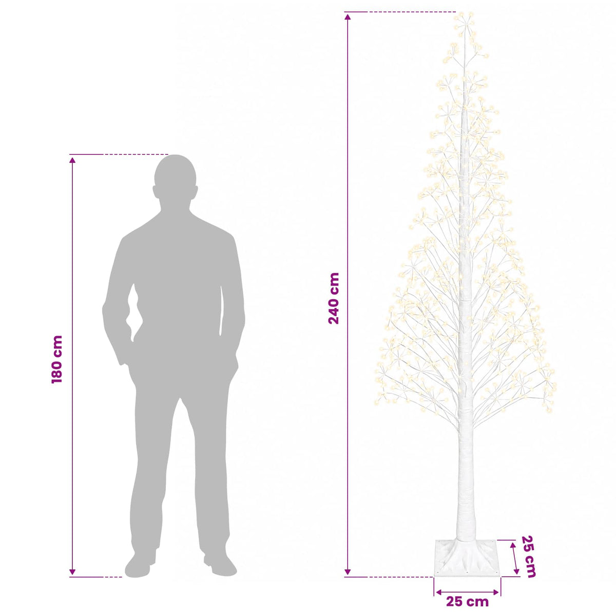 Starburst Christmas Tree White 25 x 25 x 240 cm Plastic