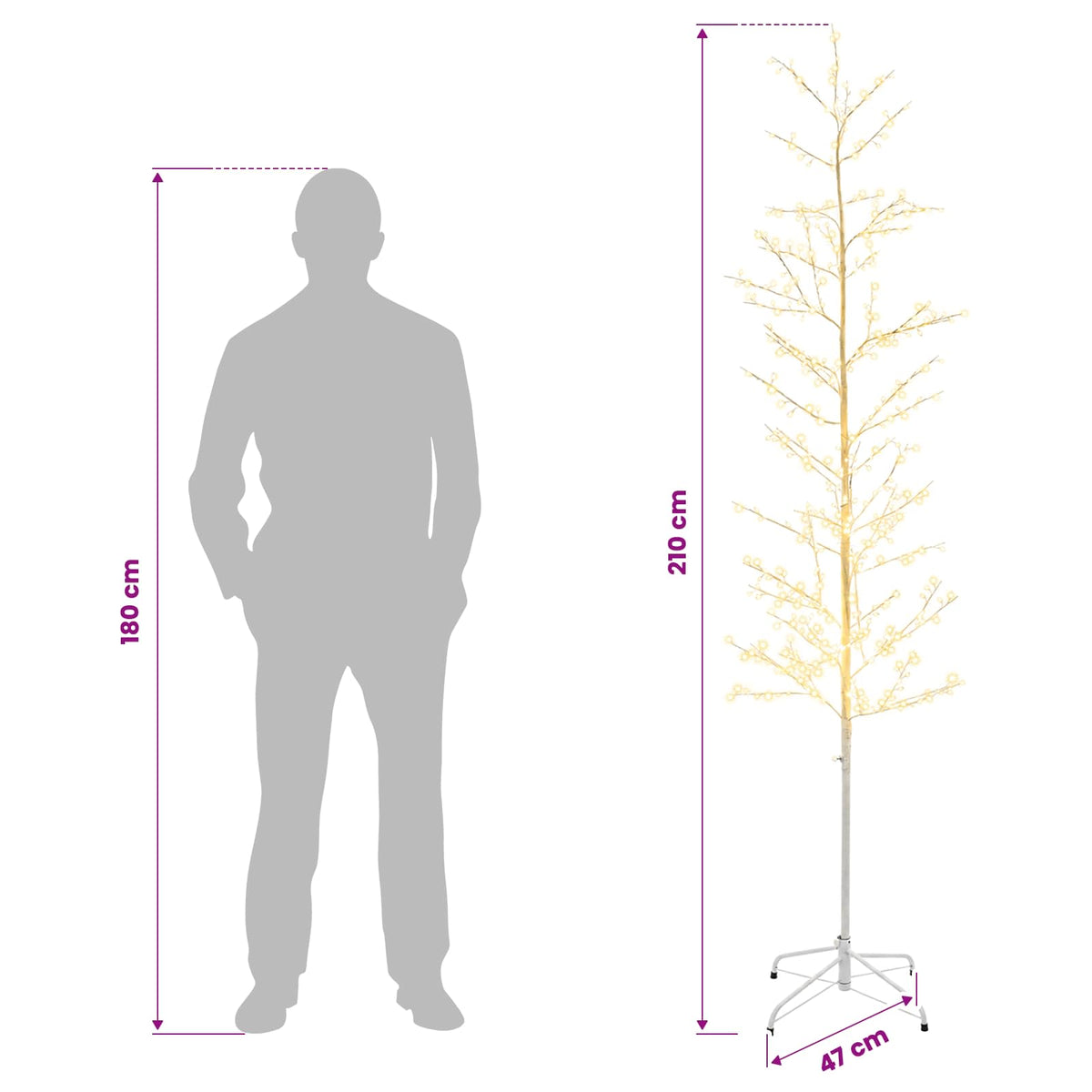 Micro Birch Christmas Tree White 47 x 210 cm Steel 567 LEDs