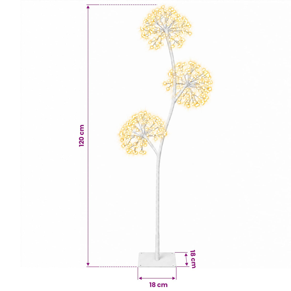 S-Shape LED Christmas Tree White 18 x 18 x 120 cm Steel