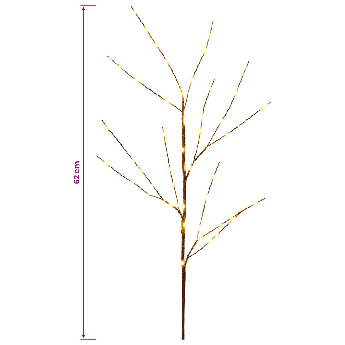 LED Copper Branch Christmas Decoration 3 pcs Brown 62 cm Steel