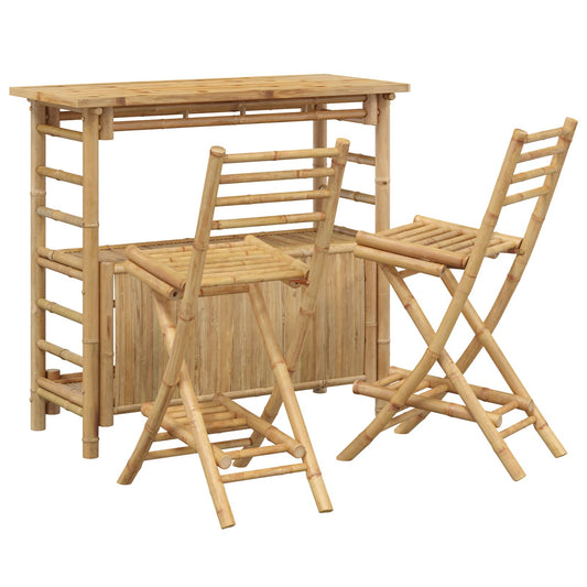Outdoor Bar Table and Stools 3 pcs 2-Seaters Natural Bamboo Outdoor Bar Table and Stools 3 pcs 2-Seaters Natural Bamboo