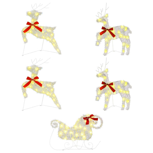Christmas Reindeer with sleigh 5 pcs 100 LEDs Warm White Christmas Reindeer with sleigh 5 pcs 100 LEDs Warm White
