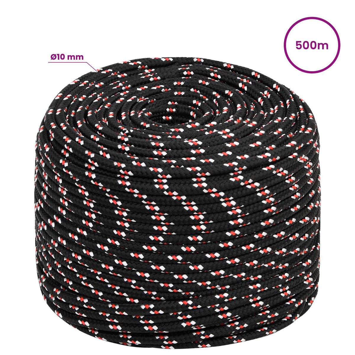 Multipurpose Utility Rope 10 mm 500 m Black and Red PP