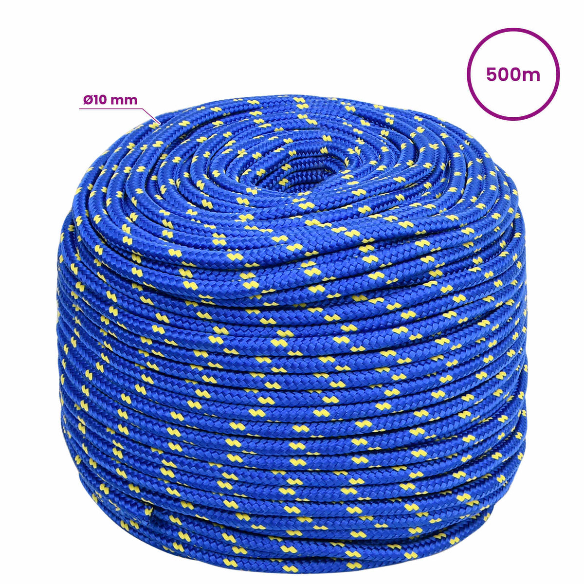 Multipurpose Utility Rope 10 mm 500 m Blue PP 645 kg Max Load