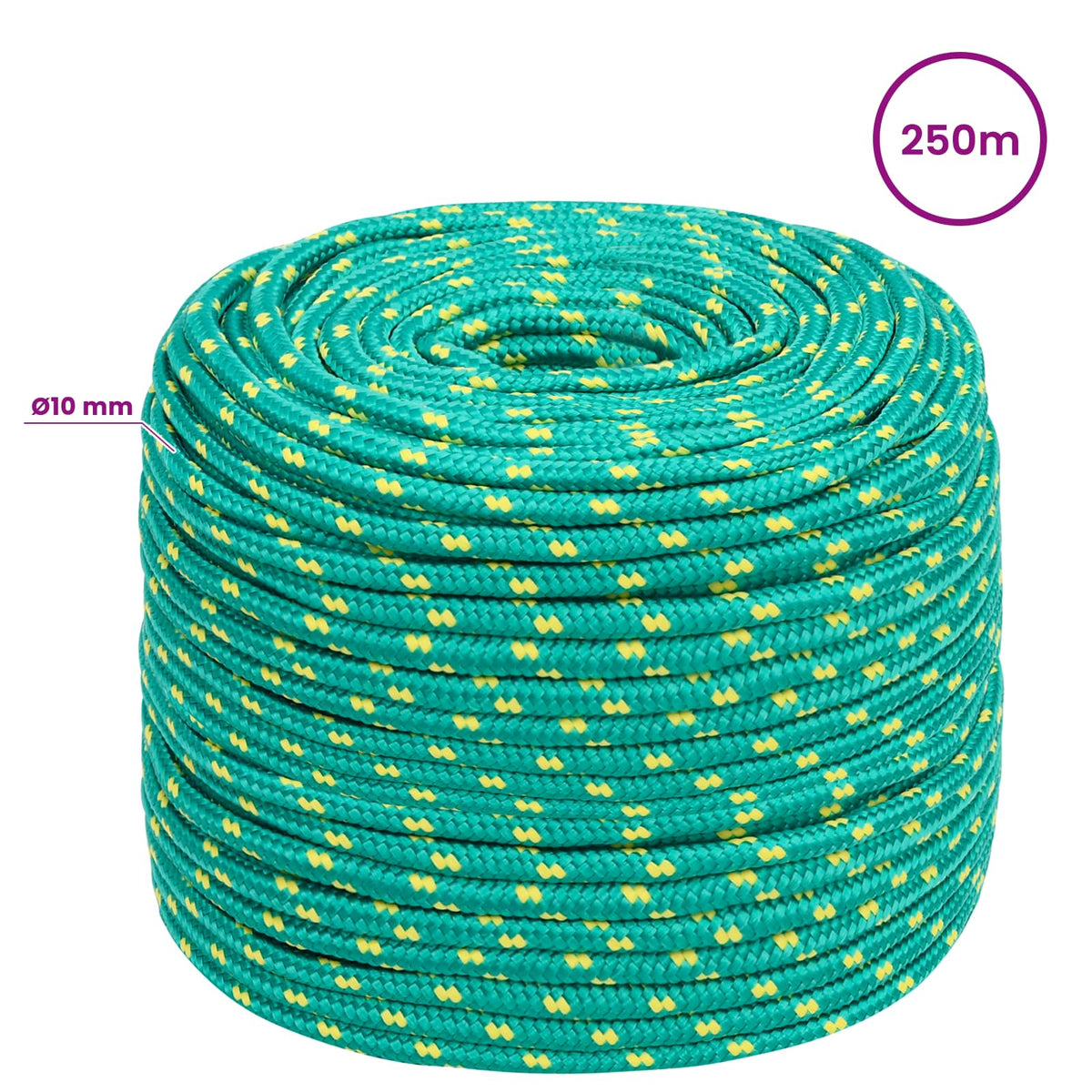 Multipurpose Utility Rope 10 mm 250 m Green PP 645 kg Max Load