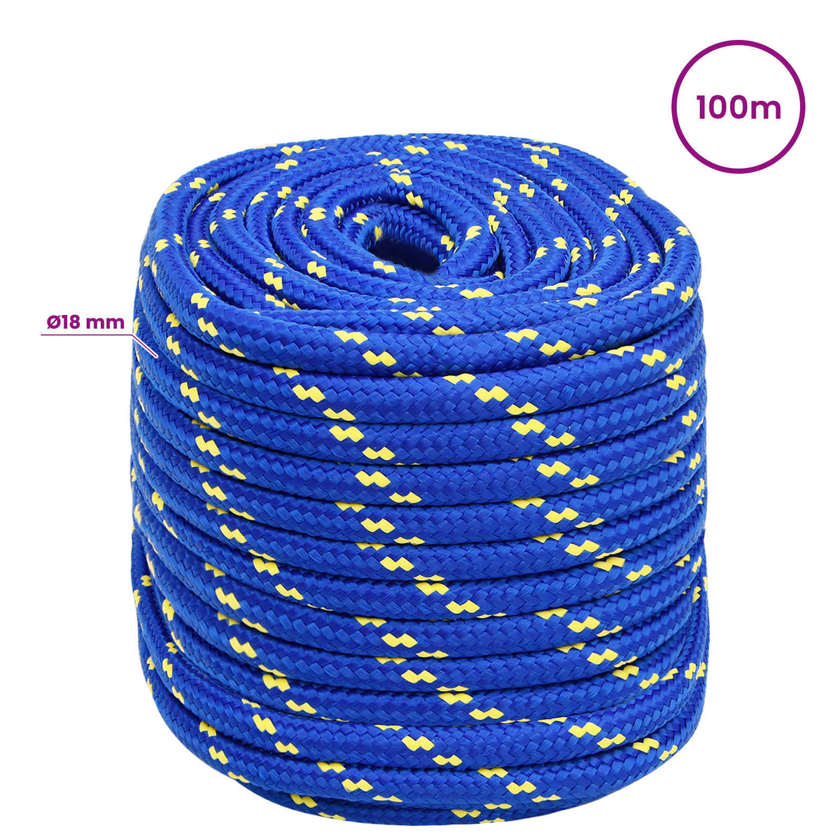 Multipurpose Utility Rope 18 mm 100 m Blue PP 1995 kg Max Load
