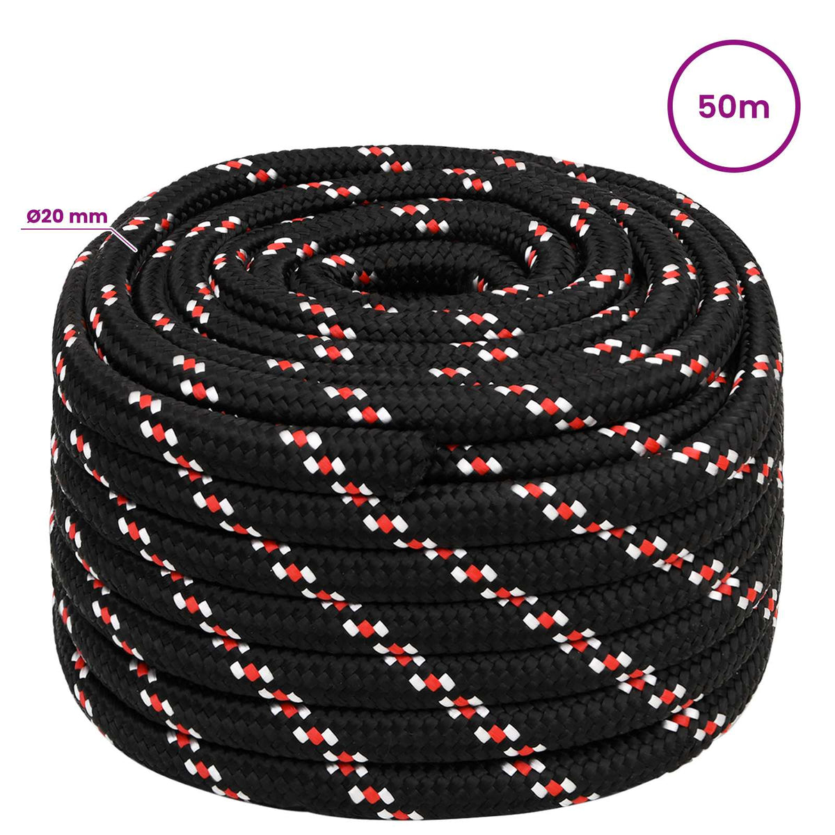 Multipurpose Utility Rope 20 mm 50 m Black and Red PP