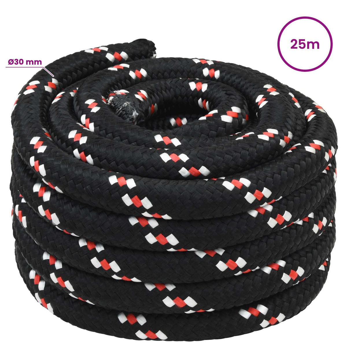 Multipurpose Utility Rope 30 mm 25 m Black and Red PP