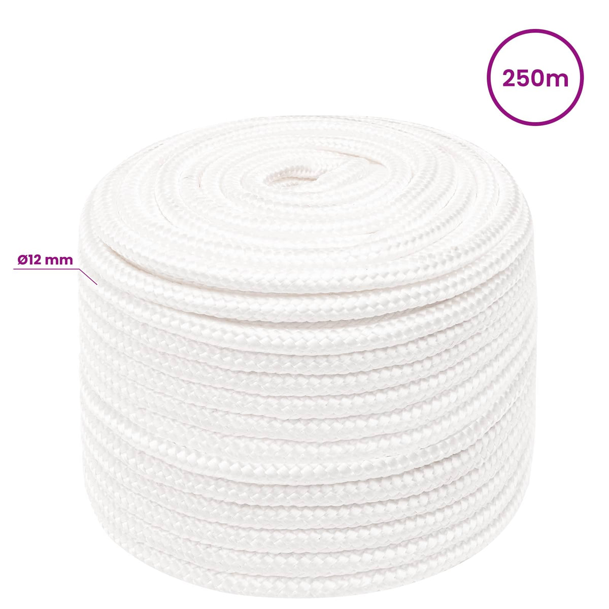 Multipurpose Utility Rope 12 mm 250 m White PP 930 kg Max Load