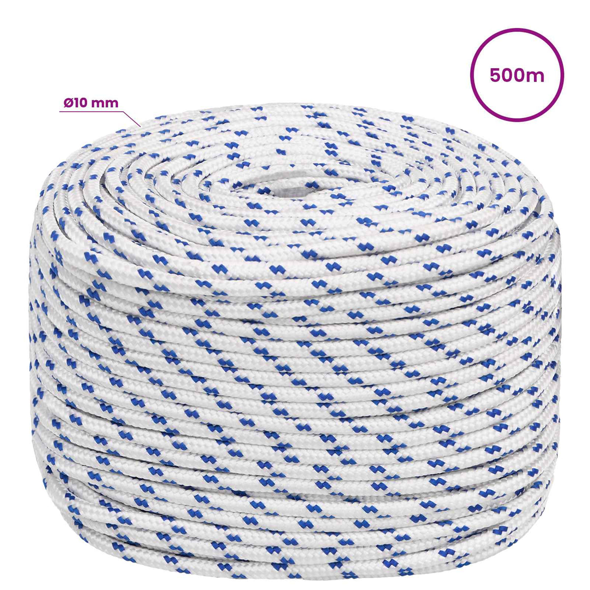 Multipurpose Utility Rope 10 mm 500 m White and Blue PP
