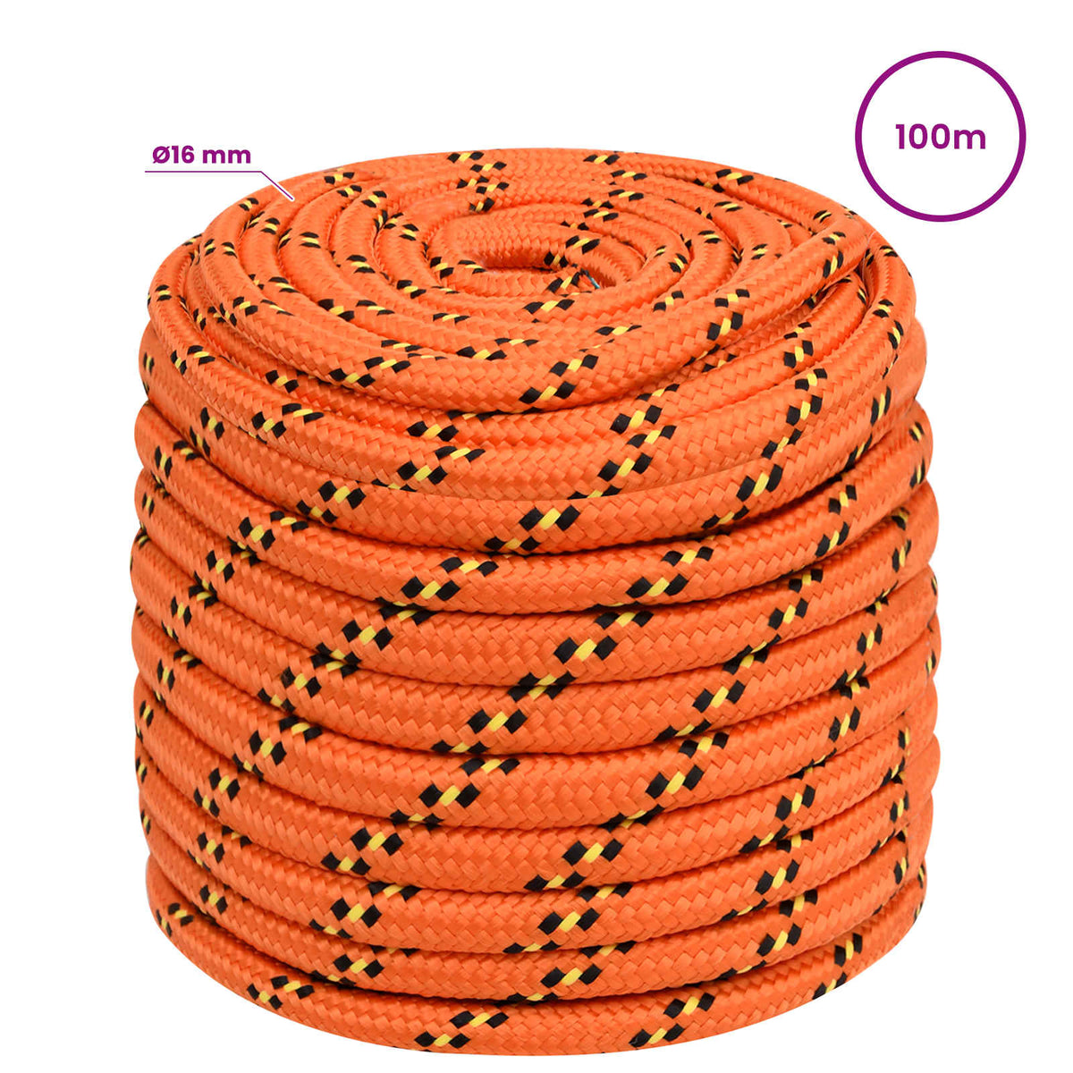 Multipurpose Utility Rope 16 mm 100 m Orange PP