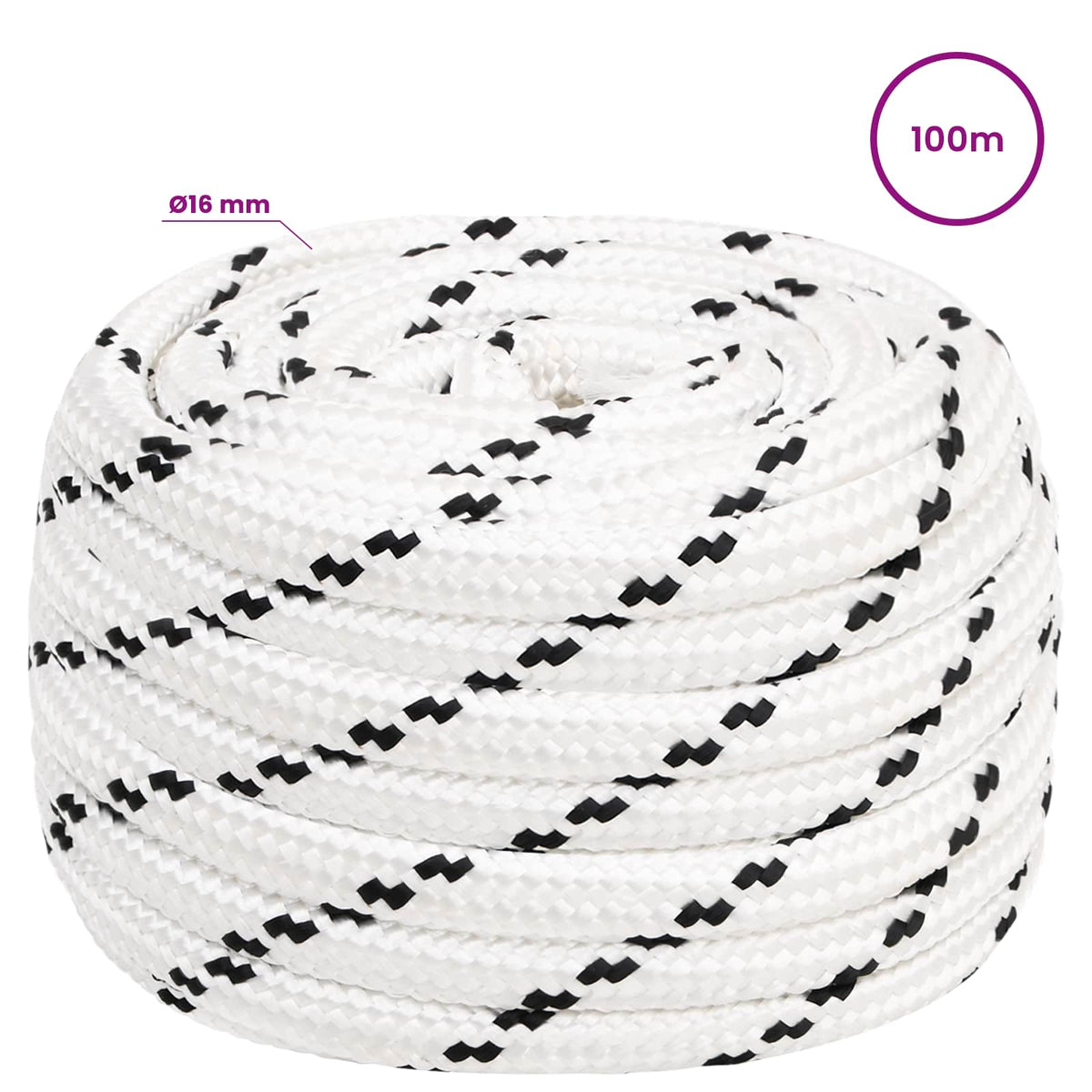 Multipurpose Utility Rope 16 mm 100 m White Polyester