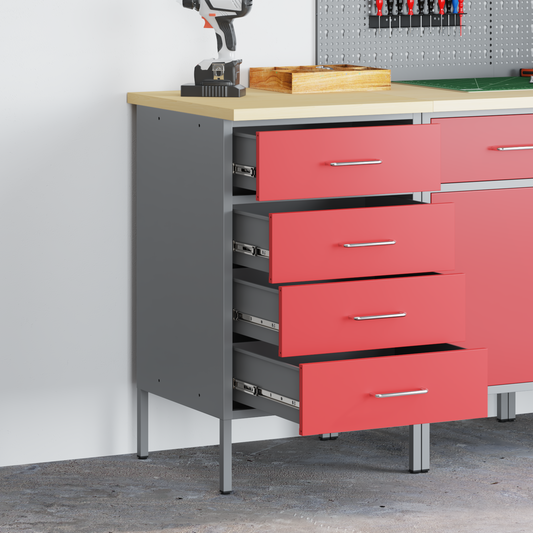 Work Bench with Drawer Red and Grey 50 x 55 x 85 cm Work Bench with Drawer Red and Grey 50 x 55 x 85 cm