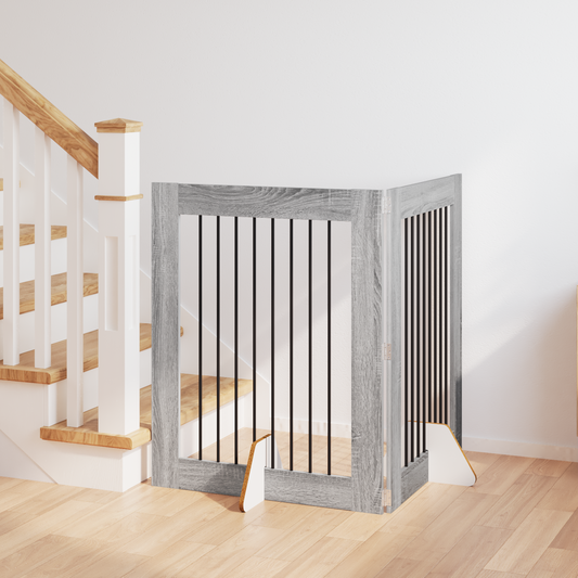 Foldable Dog Gate with Stands 2 pcs Grey Sonoma 160.5 cm Foldable Dog Gate with Stands 2 pcs Grey Sonoma 160.5 cm
