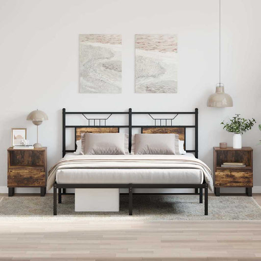Bedside Cabinets 2 pcs Smoked Oak 40x35x50 cm Engineered Wood Bedside Cabinets 2 pcs Smoked Oak 40x35x50 cm Engineered Wood