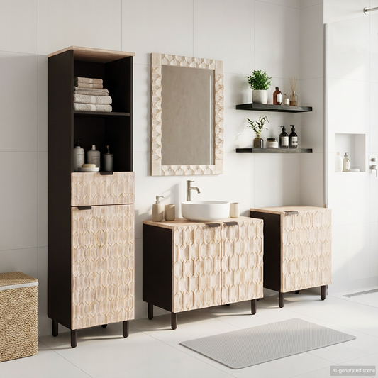 Bathroom Sets 4 pcs White Wash Finish Solid Mango Wood Bathroom Sets 4 pcs White Wash Finish Solid Mango Wood