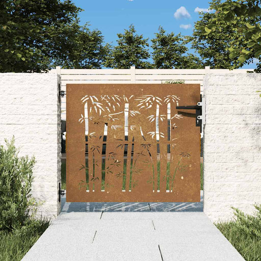 Garden Gate 85x75 cm Corten Steel Bamboo Design Garden Gate 85x75 cm Corten Steel Bamboo Design