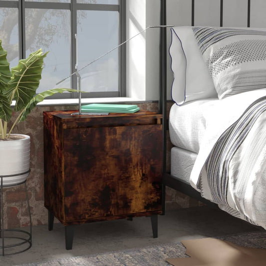 Bed Cabinet with Metal Legs Smoked Oak 40x30x50 cm Bed Cabinet with Metal Legs Smoked Oak 40x30x50 cm