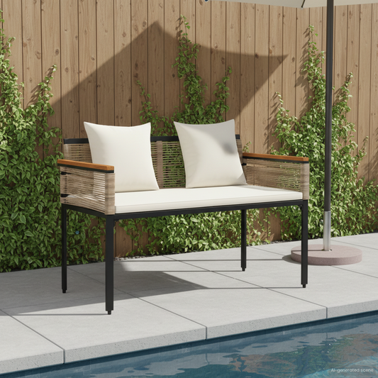 Outdoor Bench Beige and Cream White 117 x 54 x 74.5 cm Outdoor Bench Beige and Cream White 117 x 54 x 74.5 cm
