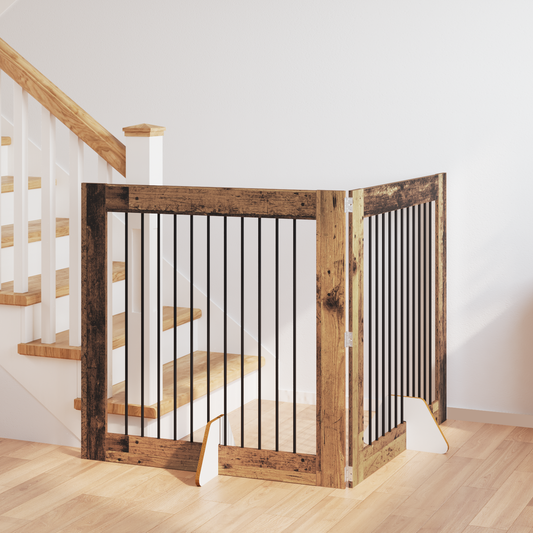 Foldable Dog Gate with Stands 2 pcs Old Wood 200.5 cm Foldable Dog Gate with Stands 2 pcs Old Wood 200.5 cm