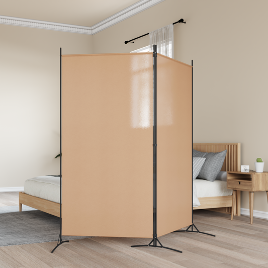 2-Panel Room Divider Beige 175 x 180 cm Fabric 2-Panel Room Divider Beige 175 x 180 cm Fabric