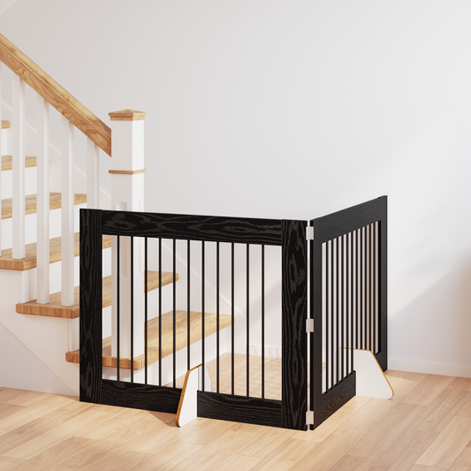 Foldable Dog Gate with Stands 2 pcs Black Oak 200.5 cm Foldable Dog Gate with Stands 2 pcs Black Oak 200.5 cm