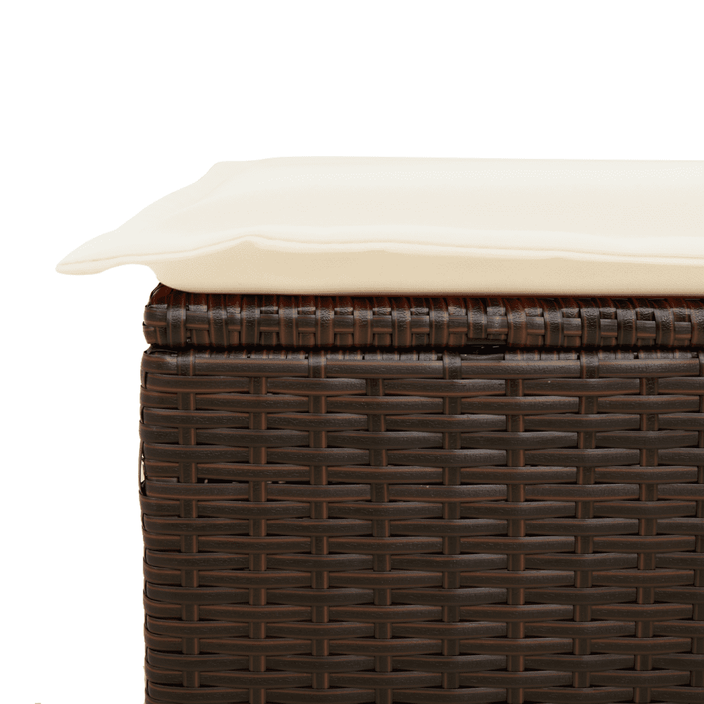 17 Piece Garden Dining Set with Cushions Brown Poly Rattan