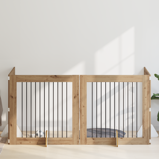 Foldable Dog Gate with Stands 4 pcs Artisan Oak 401 cm Foldable Dog Gate with Stands 4 pcs Artisan Oak 401 cm