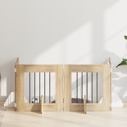 Foldable Dog Gate with Stands 4 pcs Sonoma Oak 241 cm Foldable Dog Gate with Stands 4 pcs Sonoma Oak 241 cm