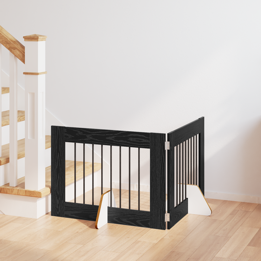 Foldable Dog Gate with Stands 2 pcs Black Oak 160.5 cm Foldable Dog Gate with Stands 2 pcs Black Oak 160.5 cm