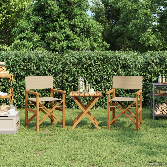 Director Chair Brown and Beige Solid Teak Wood Director Chair Brown and Beige Solid Teak Wood