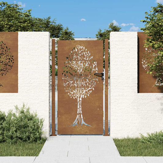 Garden Gate 100x175 cm Corten Steel Tree Design Garden Gate 100x175 cm Corten Steel Tree Design