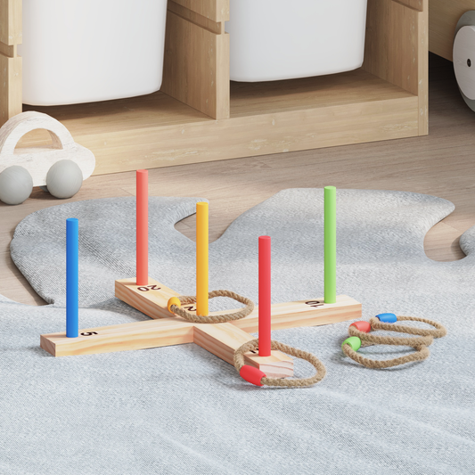 Ring Toss Game Set Multicolour 41 x 41 x 16 cm Solid Pine Wood Ring Toss Game Set Multicolour 41 x 41 x 16 cm Solid Pine Wood